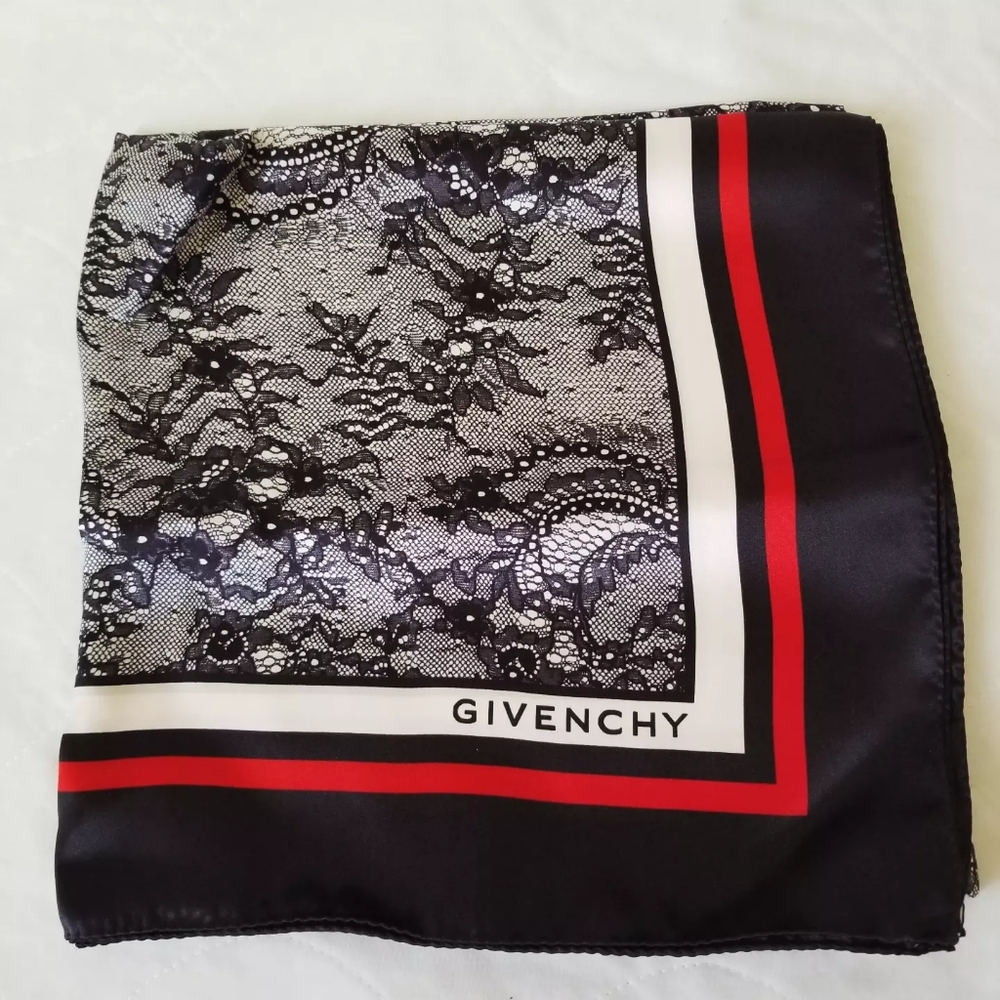 Givenchy lace print silk square scarf